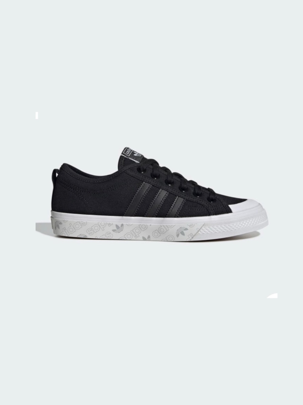 adidas Black Canvas Low-Top Sneakers with Logo on White Sole